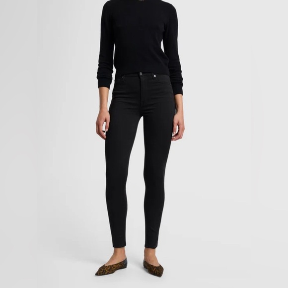 New JEN7 by 7 For All Mankind Black Luxe Knit Skinny Pants 0 - Picture 1 of 16